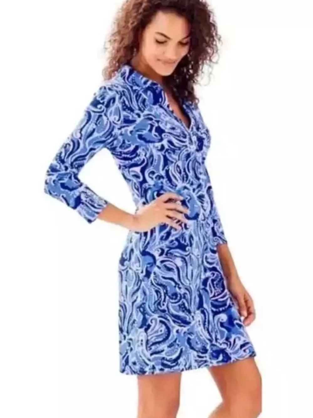Lilly Pulitzer Ansley Polo Mini Dress UPF 50+ Women’s XS Coastal Blue Whispurr